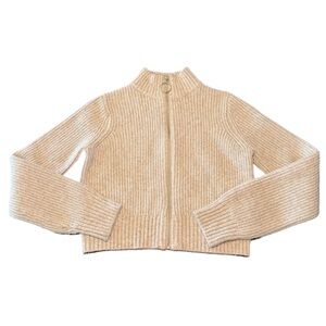 William Rast Heather Grey Knit Zip Cropped Cardigan Sweater Y2K Inspired S